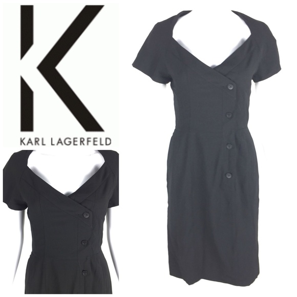 Karl Lagerfeld Dresses & Skirts - Vtg Karl Lagerfeld Black Retro Dress Sz 40 US 4